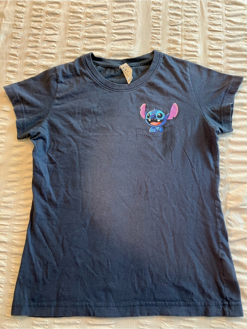 Women’s Cotton Navy Blue Stitch Graphic Pocket Tee